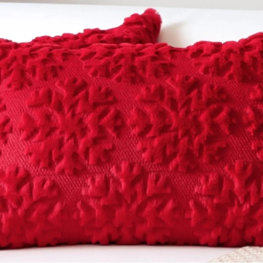 Luxurious Snowflake Red Holiday Throw Pillow Covers 2 Pack